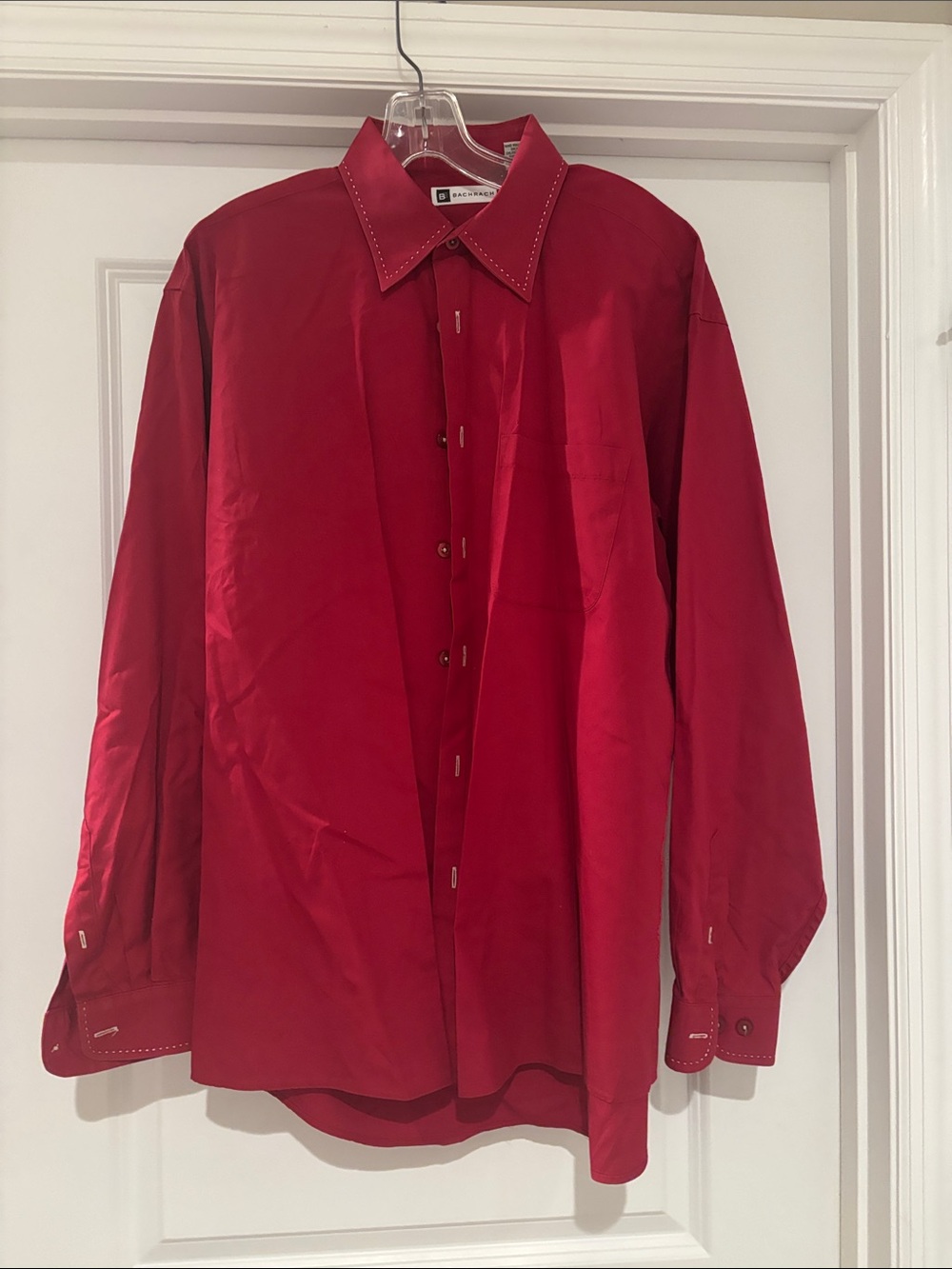 Bachrach Men's Red Button-Up Dress Shirt